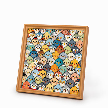 Bird Crowd - Wooden Coloring Puzzle