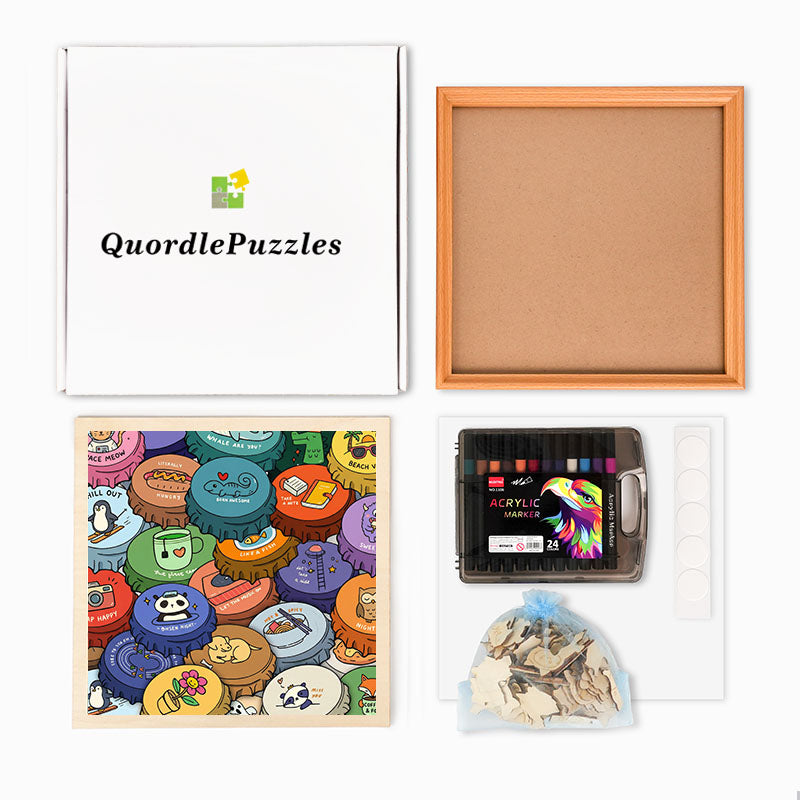Colorful Caps - Wooden Coloring Puzzle