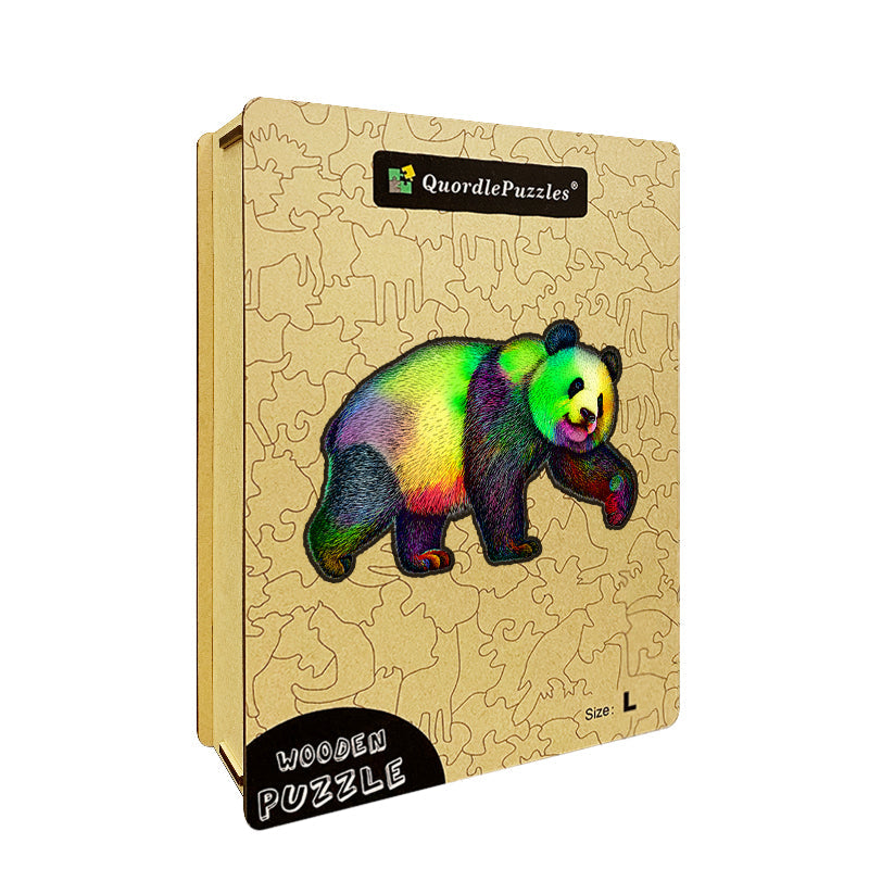 Rainbow Strolling Panda Wooden Jigsaw Puzzle