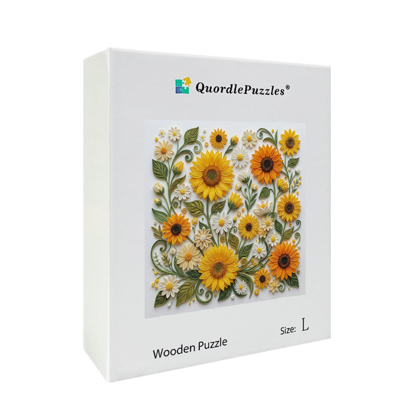 Sunlit Daisy & Sunflower Garden Wooden Jigsaw Puzzle