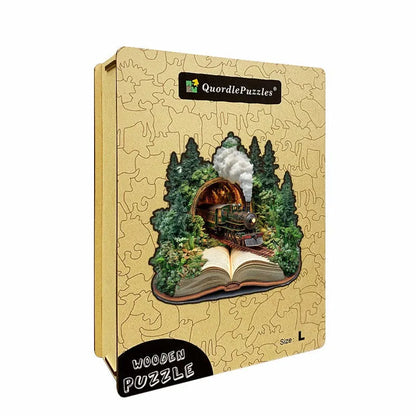 3D Train through the Forest Wooden Jigsaw Puzzle