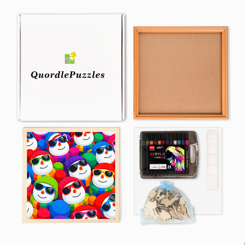 Cool Snowmen - Wooden Coloring Puzzle