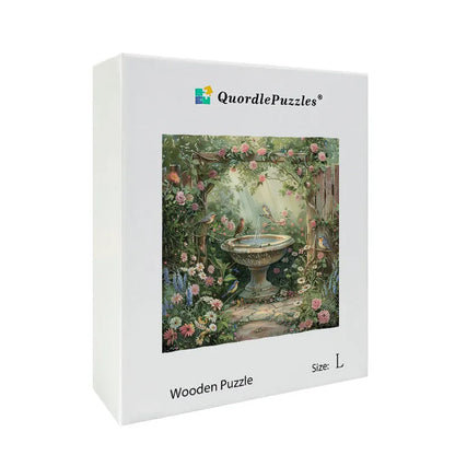 Rose Garden Fountain Wooden Jigsaw Puzzle