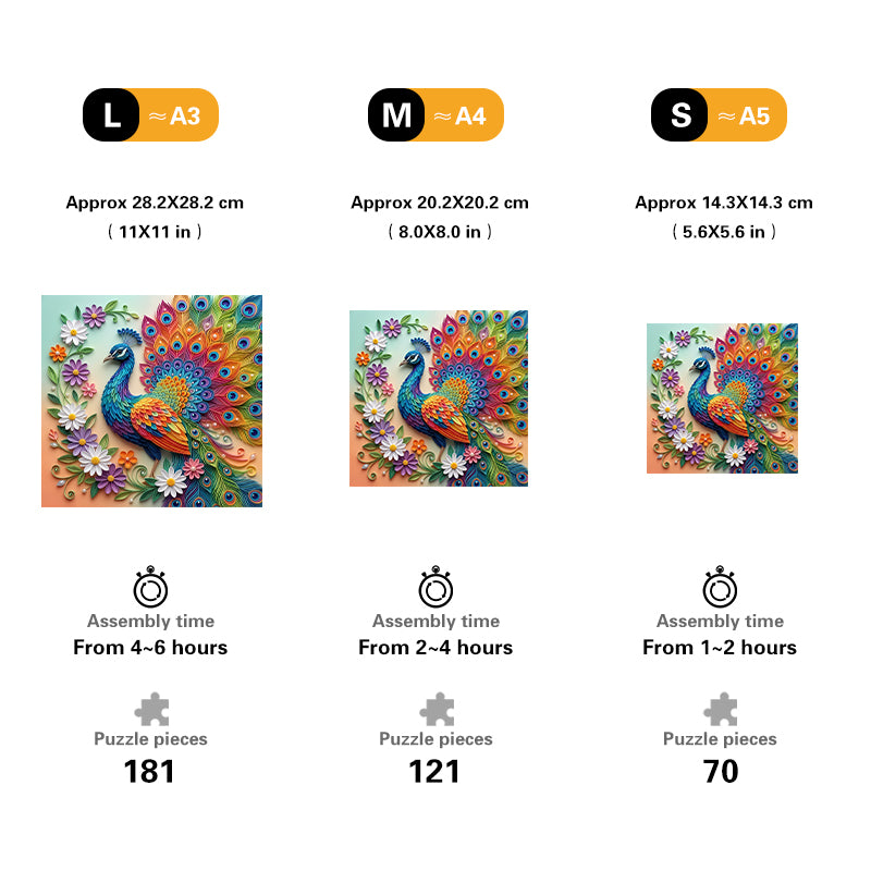 Peacock in Bloom Vibrant Creation Wooden Jigsaw Puzzle