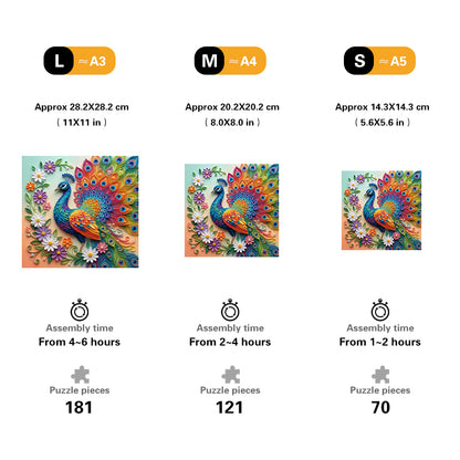 Peacock in Bloom Vibrant Creation Wooden Jigsaw Puzzle