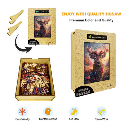 Floral Stag Wooden Jigsaw Puzzle