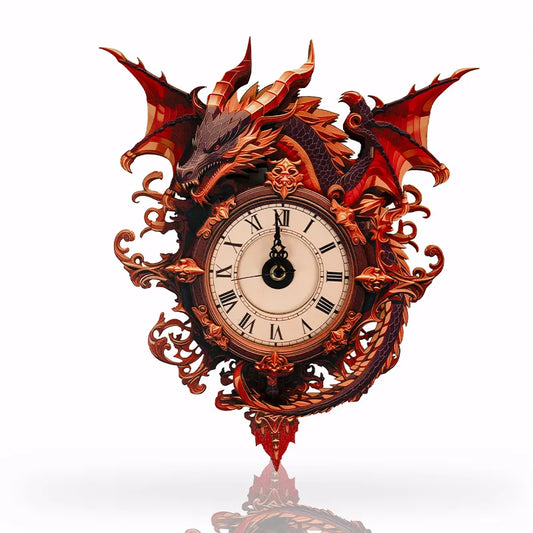 Crimson Dragon Timekeeper Wooden Clock Puzzle