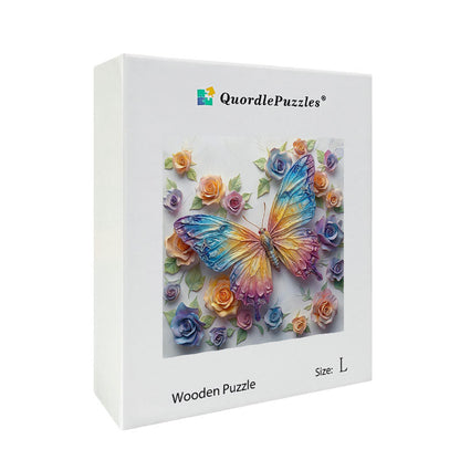 Crystal Rainbow Butterfly Wooden Jigsaw Puzzle
