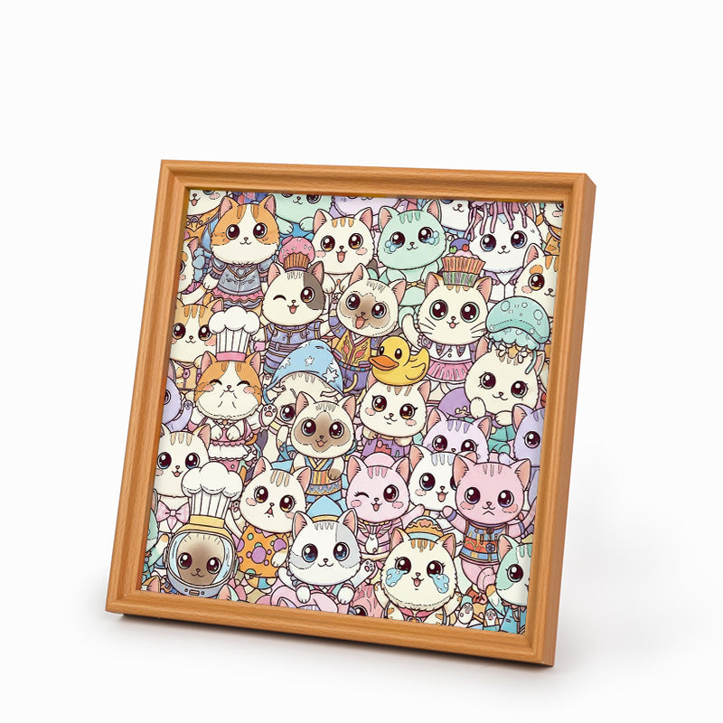Fancy Cats- Wooden Coloring Puzzle