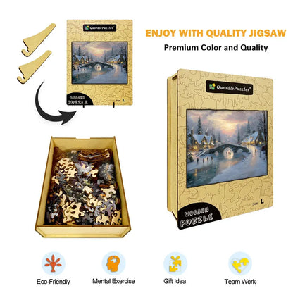 Winter Ice Skating Wooden Jigsaw Puzzle