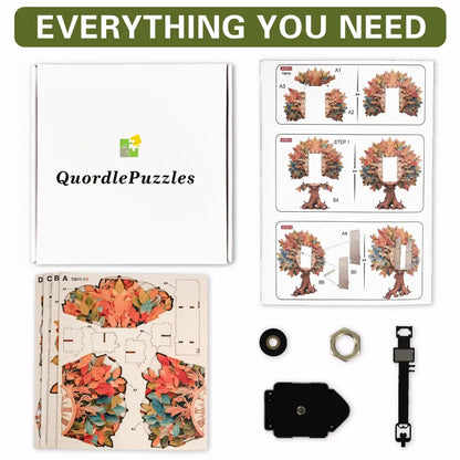 Enchanted Autumn Tree Wooden Clock Puzzle