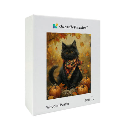 Autumn Vintage Illustration Wooden Jigsaw Puzzle