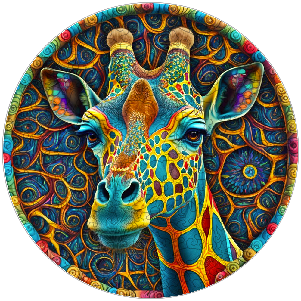 Psychedelic Giraffe Wooden Jigsaw Puzzle