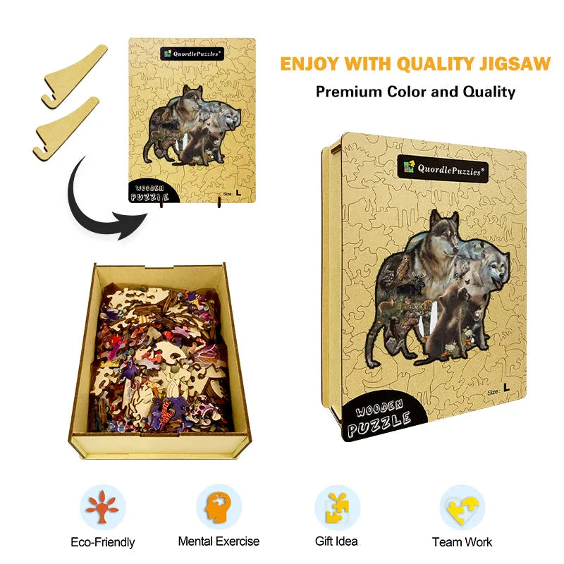 🔥LAST DAY 89% -Wolf Pack Wooden Jigsaw Puzzle