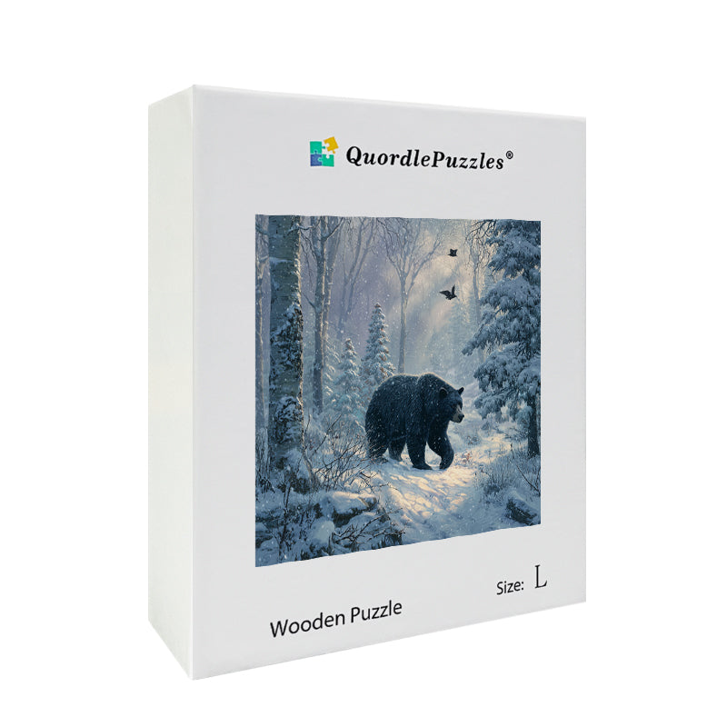 Bear in Winter Forest Wooden Jigsaw Puzzle