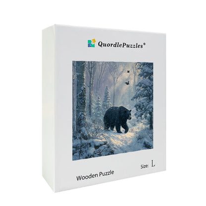 Bear in Winter Forest Wooden Jigsaw Puzzle