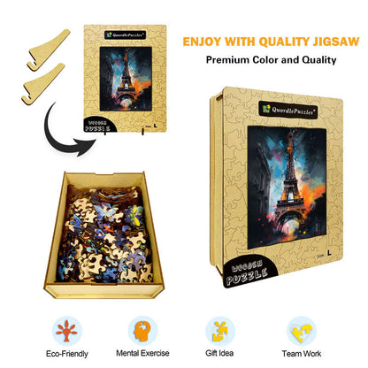 Eiffel Tower Art Wooden Jigsaw Puzzle