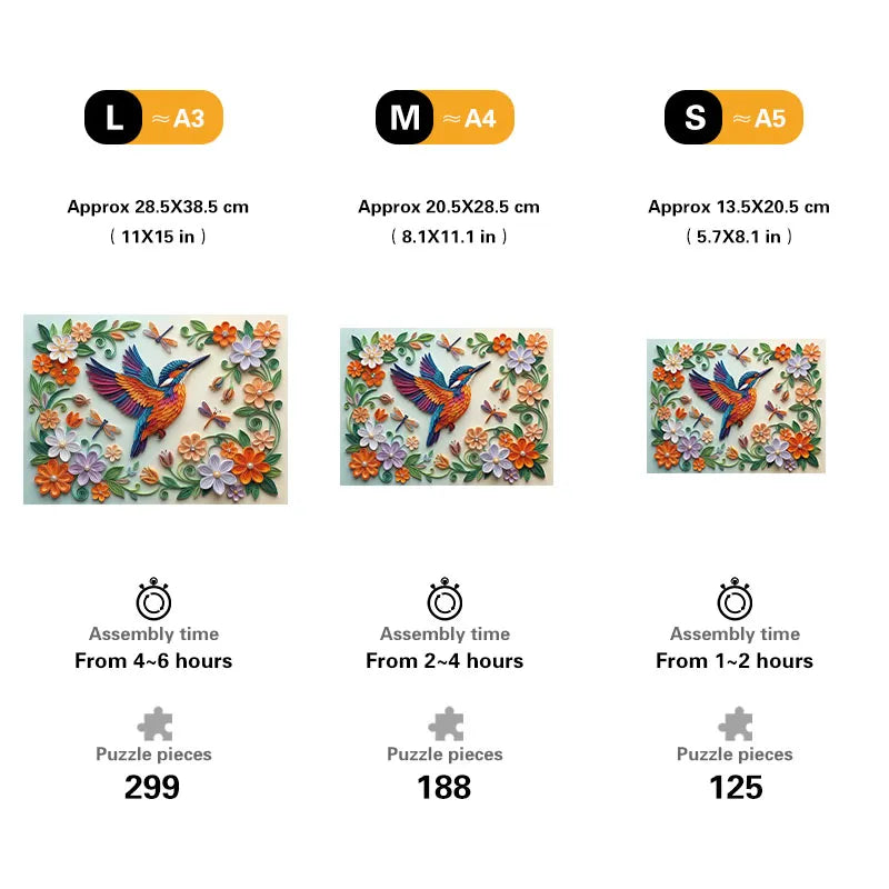 Colorful Kingfisher in Bloom Wooden Jigsaw Puzzle