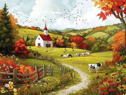 Autumn Farm Wooden Jigsaw Puzzle