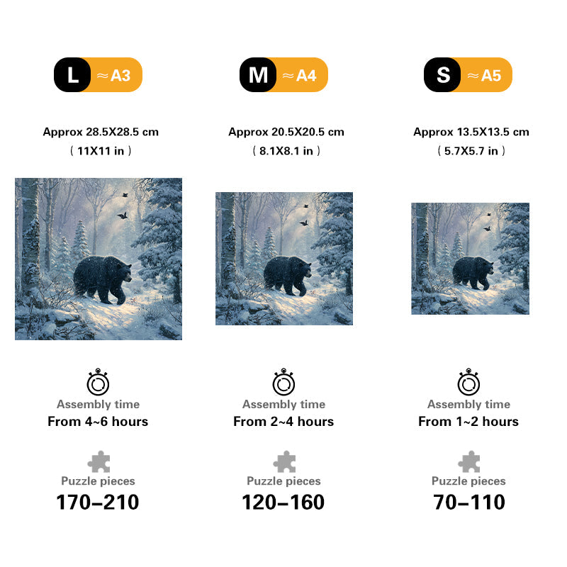 Bear in Winter Forest Wooden Jigsaw Puzzle