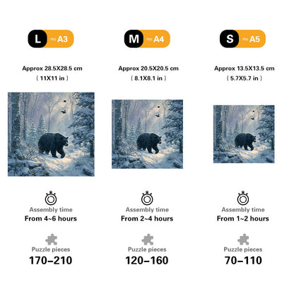 Bear in Winter Forest Wooden Jigsaw Puzzle