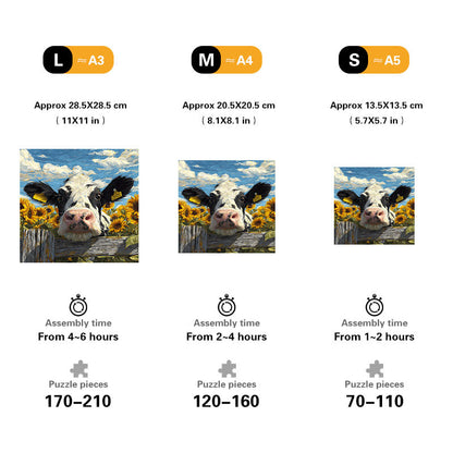 Cow in Sunflowers Wooden Jigsaw Puzzle