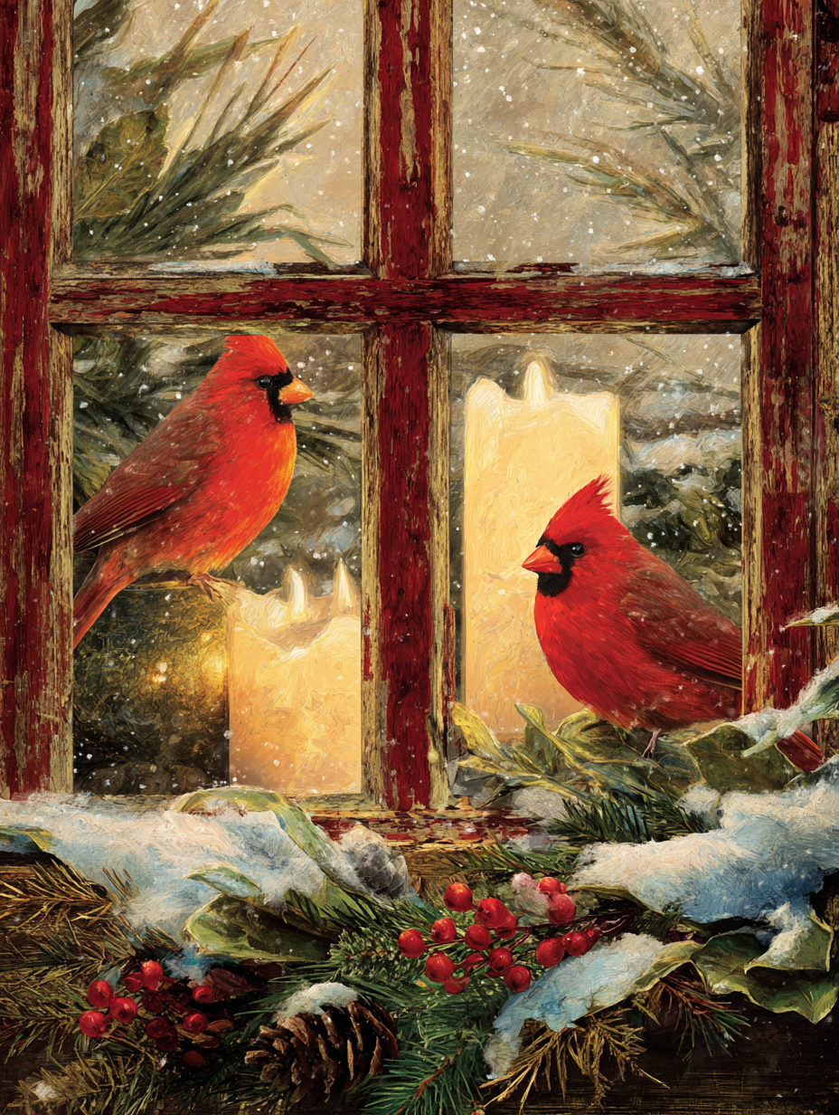 Winter Cardinals Wooden Jigsaw Puzzle