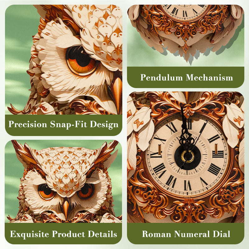 Wise Owl Timepiece Wooden Clock Puzzle