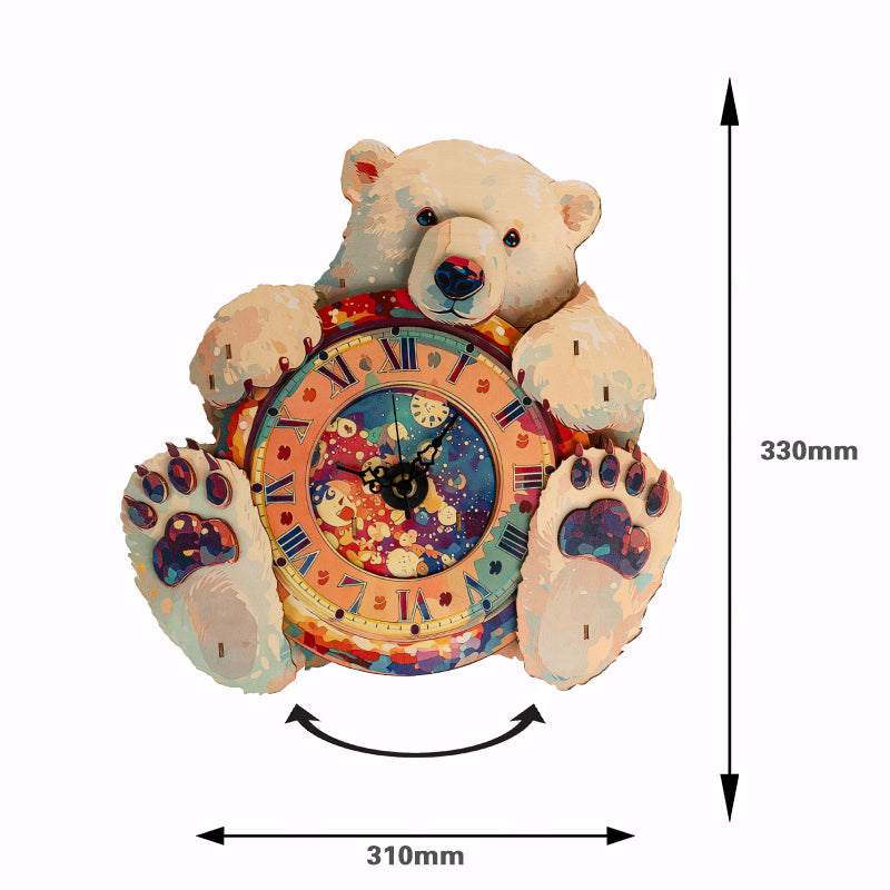 Teddy Bear Timekeeper Wooden Clock Puzzle