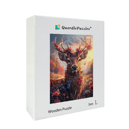 Floral Stag Wooden Jigsaw Puzzle