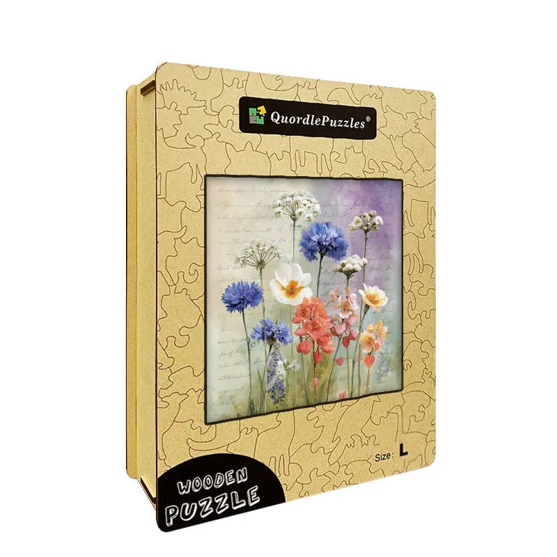 Watercolor Wildflower Garden Wooden Jigsaw Puzzle