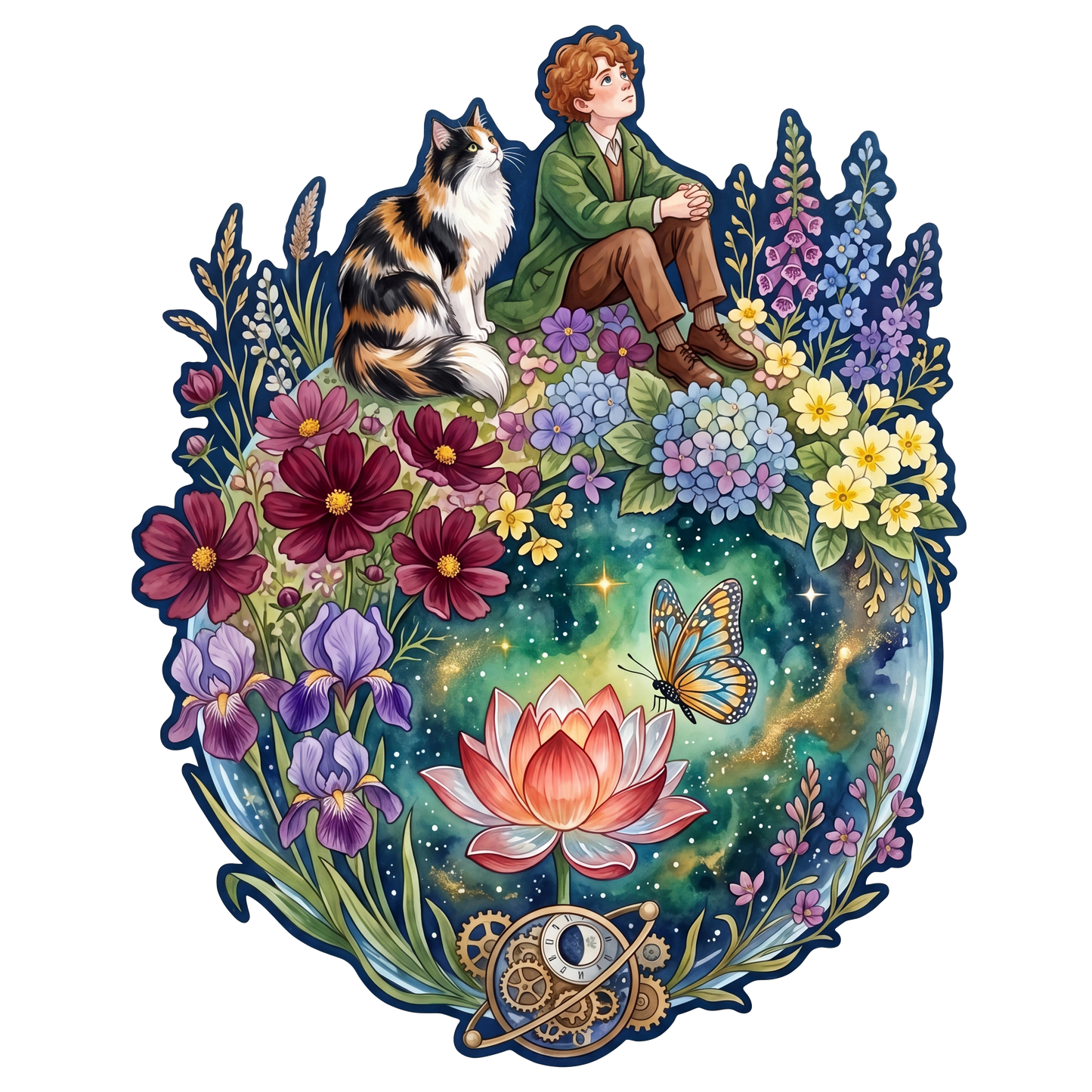 Whimsical Dreamer & Cat Wooden Puzzle