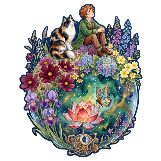 Whimsical Dreamer & Cat Wooden Puzzle