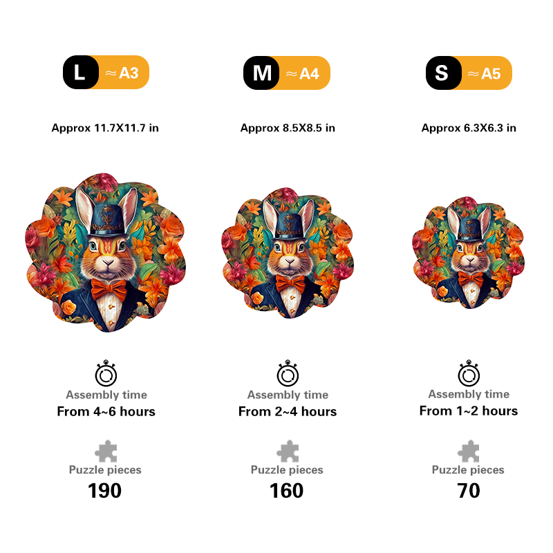 🔥LAST DAY 86% -Dapper Rabbit in Bowtie Owl Wooden Jigsaw Puzzle