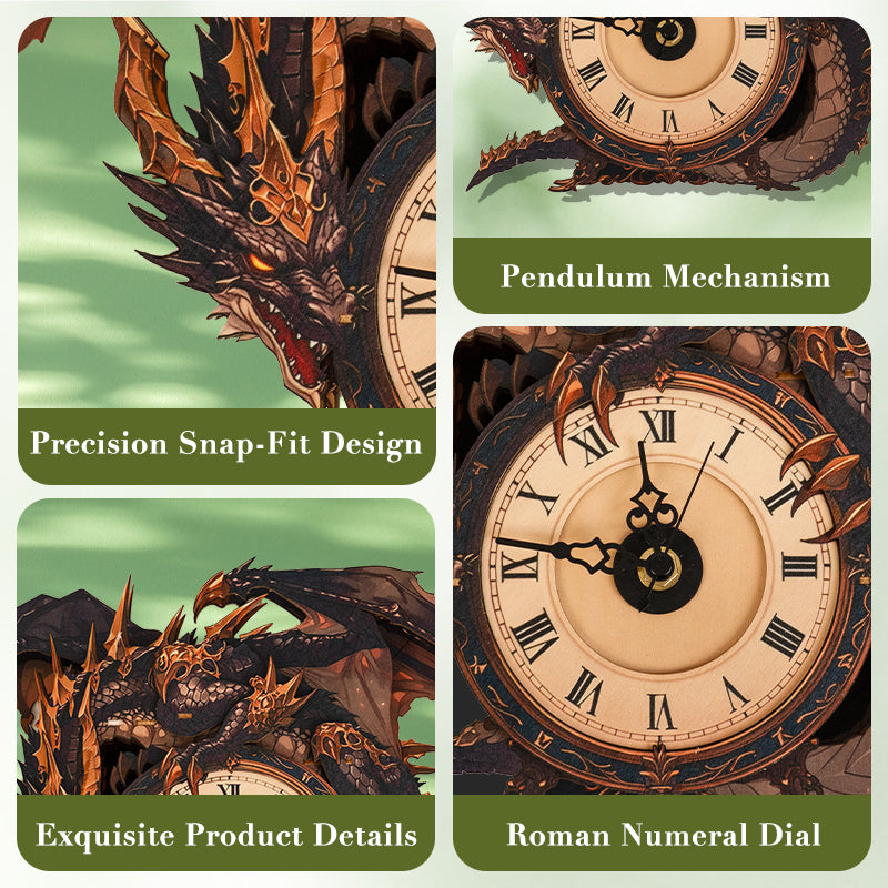 Shadow Dragon Timepiece Wooden Clock Puzzle