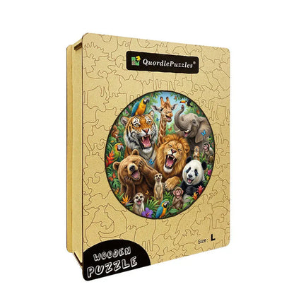 Wild Animal Celebration Wooden Jigsaw Puzzle