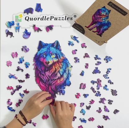 🔥Last Day 85% OFF-Majestic Rainbow Wolf Wooden Jigsaw Puzzle