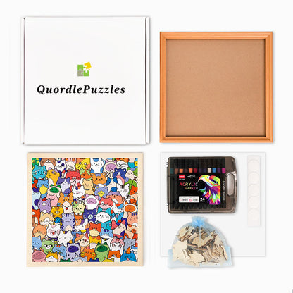 Little Kitties - Wooden Coloring Puzzle