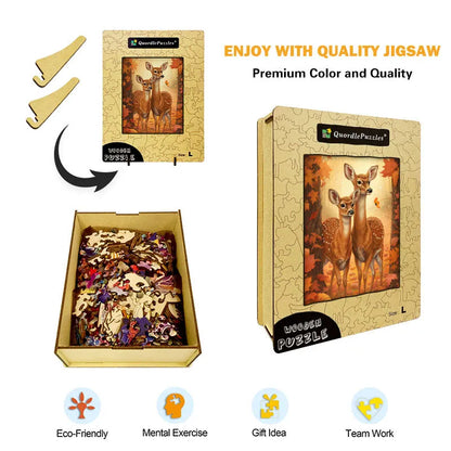 Autumn Deer in the Forest Wooden Jigsaw Puzzle