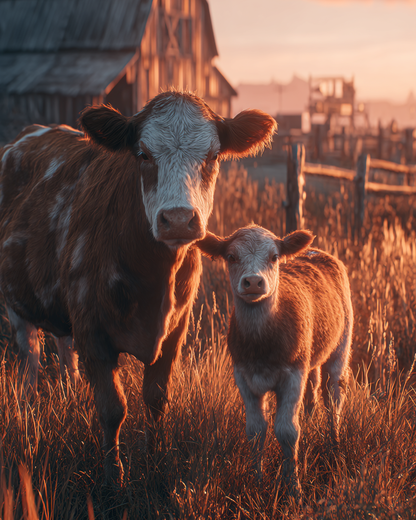 Highland Cow Sunset_ Wooden Jigsaw Puzzle