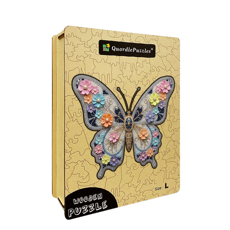 Elegant Floral Butterfly Wooden Jigsaw Puzzle