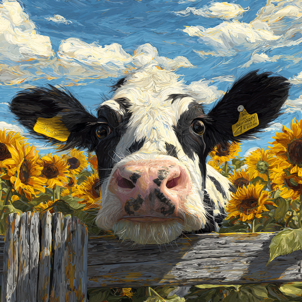 Cow in Sunflowers Wooden Jigsaw Puzzle