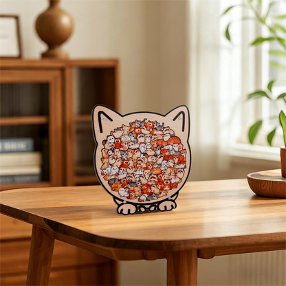Cozy Cat Crowd Gathering Display Puzzle