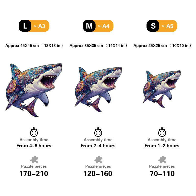 Whimsical Shark Wooden Jigsaw Puzzle