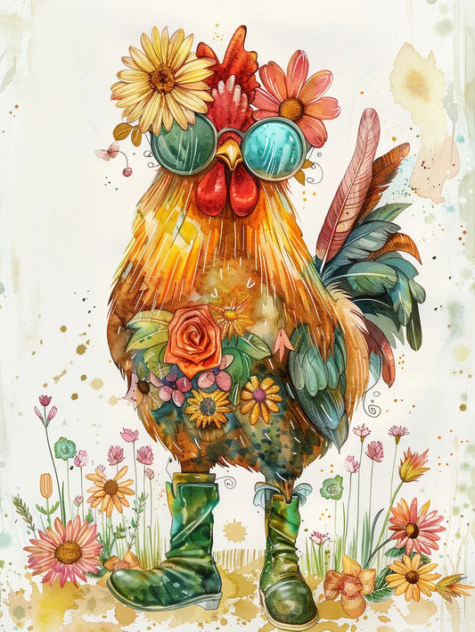 Flower Rooster Wooden Jigsaw Puzzle