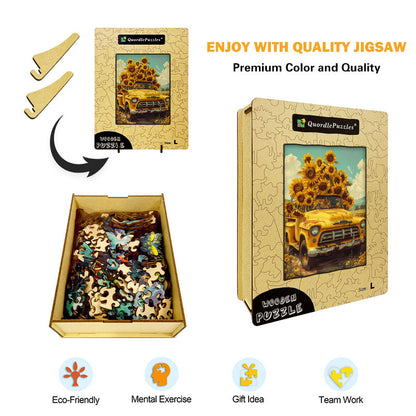 Sunflower Truck Wooden Jigsaw Puzzle