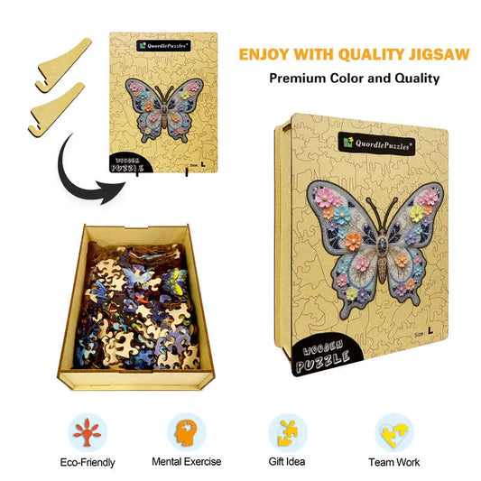 Elegant Floral Butterfly Wooden Jigsaw Puzzle