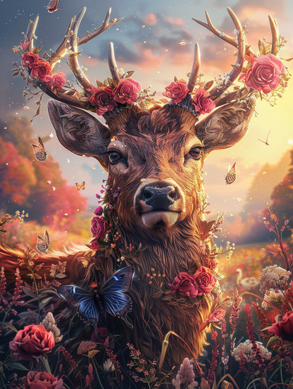 Floral Stag Wooden Jigsaw Puzzle