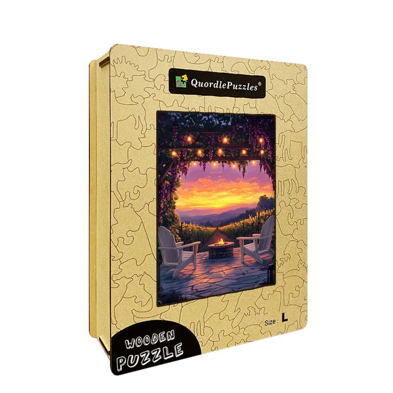 Vineyard Sunset Patio Wooden Jigsaw Puzzle