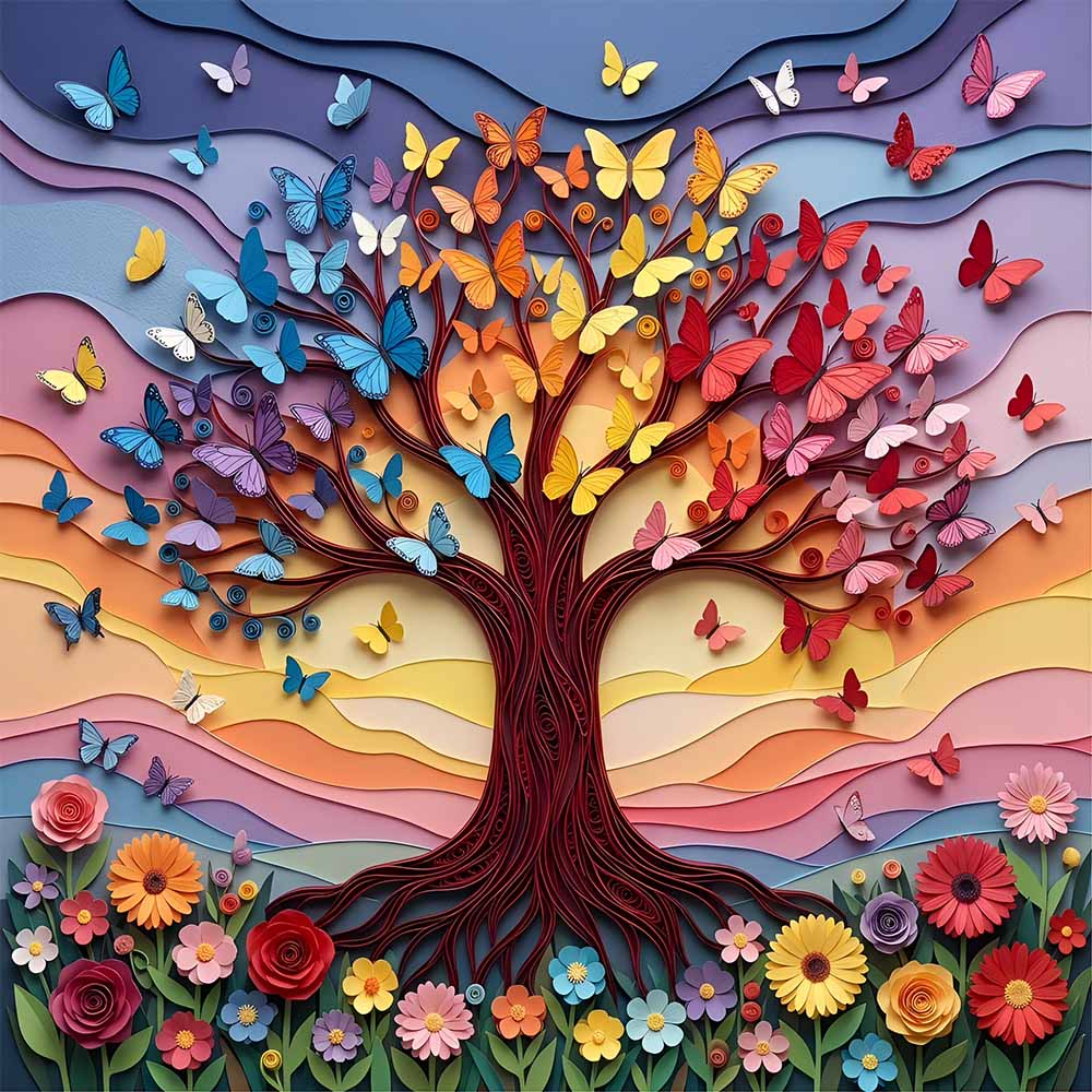 Rainbow Butterfly Tree Wooden Jigsaw Puzzle